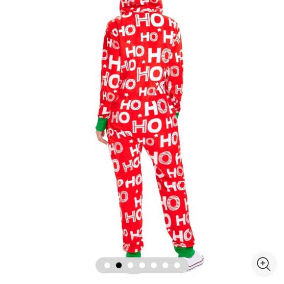 Tipsy Elves Red and Green Holiday Pajama Onesie - Picture 2 of 4
